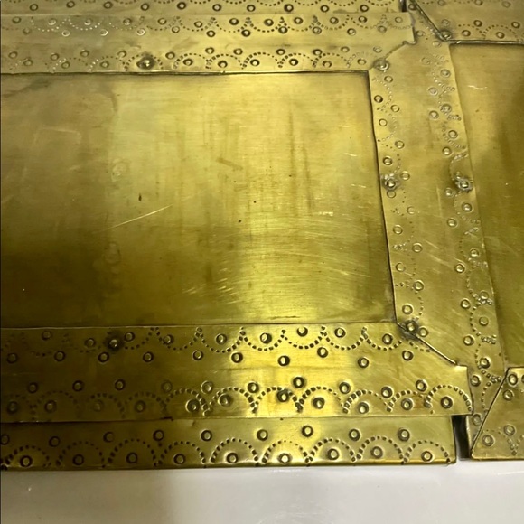 Antique Very Rare Folding Embossing Metallic Brass Book Ends and Shelf - Picture 10 of 12